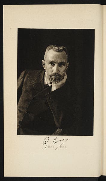 Frontispiece portrait of Pierre Curie, 1910 (Linda Hall Library)