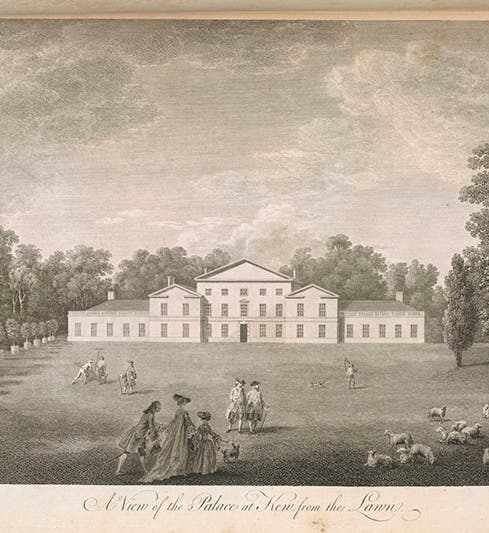 The White House at Kew in 1763, the former residence of Samuel Molyneux, where he set up his 24-foot zenith sector in 1725 and observed with James Bradley (British Library)