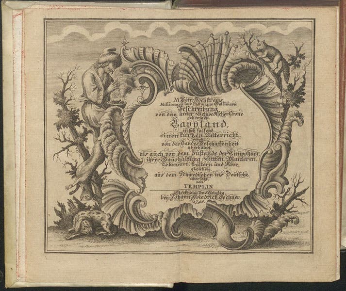 Engraved title page, Beschreibung von Lappland, by Pehr Högström, 1748 (Linda Hall Library)