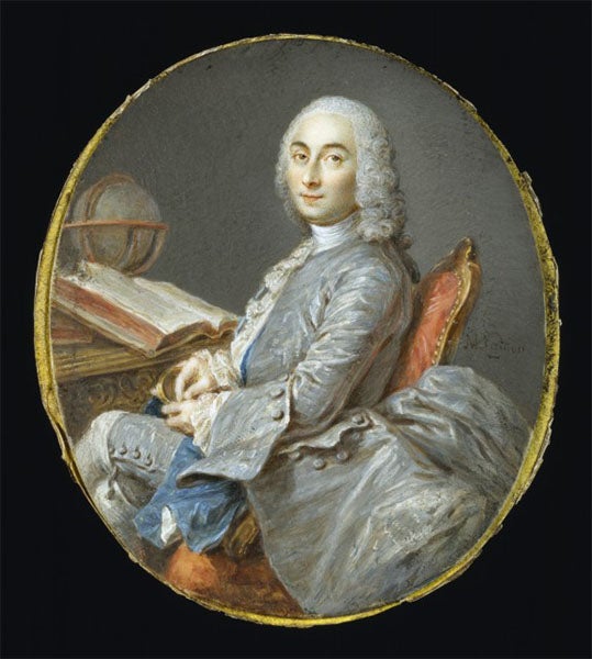 Portrait of César-François Cassini de Thury, miniature, watercolor on ivory, by Jean-Marc Nattier, ca 1750, Walters Art Museum (thewalters.org)