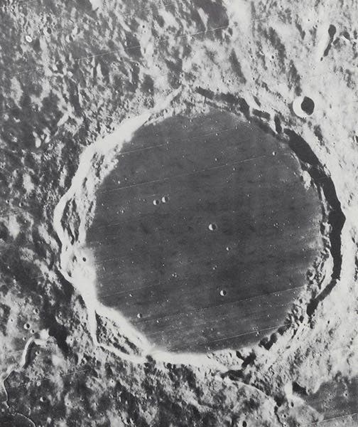 The dark floor of the crater Plato, photograph by Lunar Orbiter 2, from The Moon as Viewed by Lunar Orbiter, by L.J. Kosofsky and Farouk El-Baz, NASA SP-200, 1970 (Linda Hall Library)