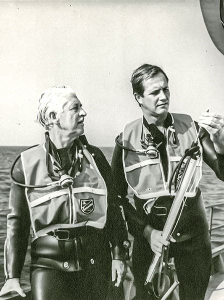 Marlin Perkins and Jim Fowler in wetsuits (mutualofomaha.com/wild-kingdom)