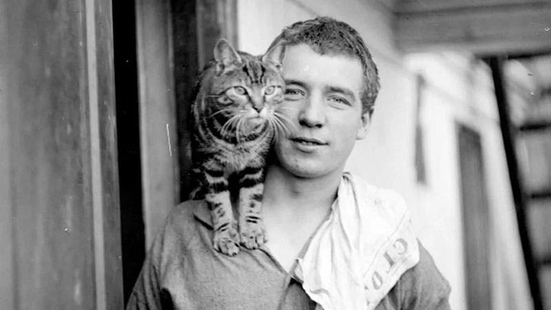 Mrs. Chippy, pet cat of Harry “Chippy” McNish on board the Endurance, here on the shoulder of a crewman, Perce Blackborow (bbc.com)