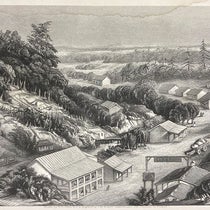 “View of the Hot Springs of Arkansas,” wood-engraved frontispiece, Second Report of a Geological Reconnoissance … of Arkansas, by David Dale Owen, 1860 (Linda Hall Library)