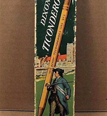 Dixon Ticonderoga pencils in box, 1930s, listed for auction on eBay (ebay.com)
