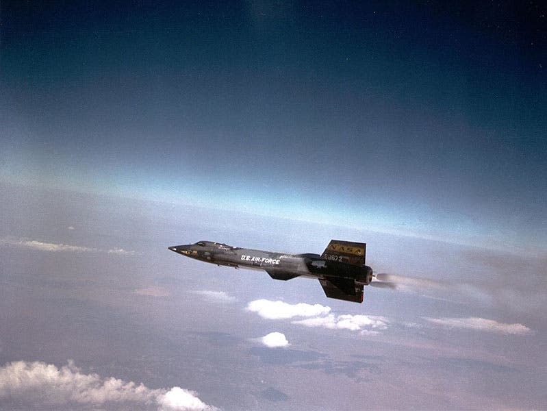 An X-15 at high altitude, undated photograph (Wikimedia commons)