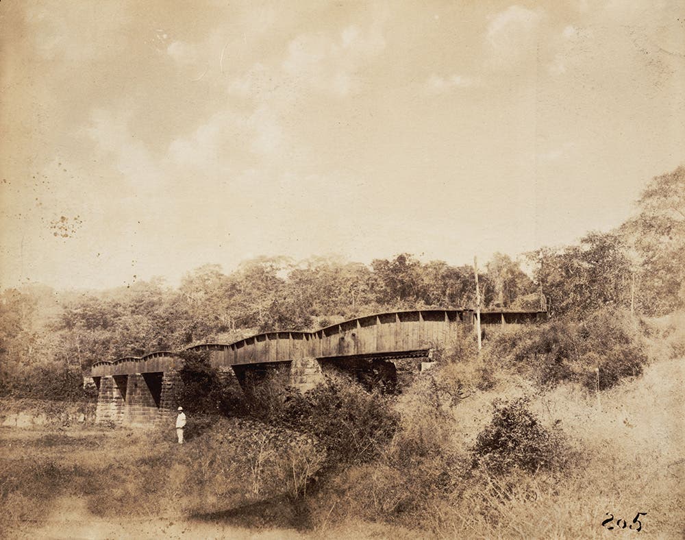 Barbacoas Bridge across the Chagres River in 1879. From A.B. Nichols Notebooks.  View in Digital Collection »