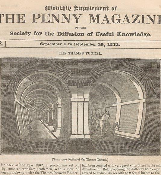 Entrance to the Thames Tunnel, woodcut, <i>The Penny Magazine</i>, vol. 1, 1832 (Linda Hall Library)
