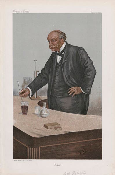 Caricature of Lord Rayleigh by Frederick Thomas Dalton, captioned “Argon,” Vanity Fair, Dec. 12, 1899 (npg.org.uk)