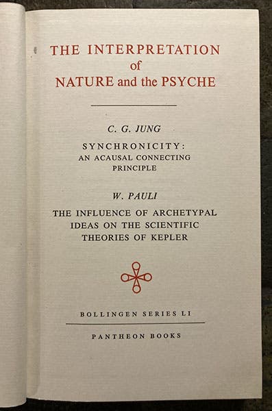 Title page of The Interpretation of Nature and the Psyche, by C.G. Jung and W. Pauli, 1954 (author’s collection)