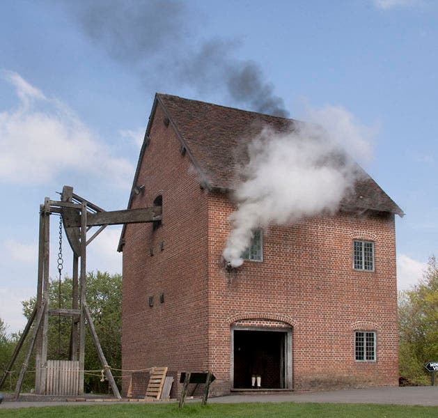 Working replica of a Newcomen engine, with steam up, photograph, Black Country Museum, Dudley, West Midlands (photo by Tony Hisgett on flickr.com)
