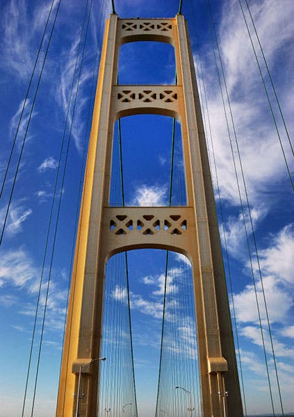 One of the towers of the Mackinac Bridge, designed by David Steinman (Wikimedia commons)