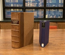 The major work of Ralph Cudworth, The True Intellectual System of the Universe, 1678 (left), standing (for comparison) next to the first volume of the modern edition of the works of Robert Boyle (Linda Hall Library)