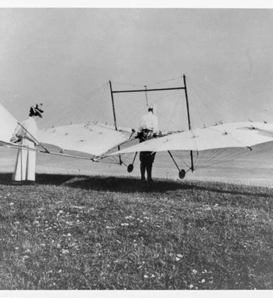 Percy Pilcher and the <i>Hawk</i>, Eynsford, ca 1898 (pilcher-monument.co.uk)