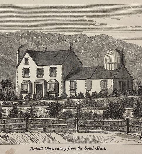 View of Richard Carrington’s Observatory at Redhill, Surrey, title-page vignette of his A catalogue of 3735 circumpolar stars observed at Redhill, 1857 (Linda Hall Library)