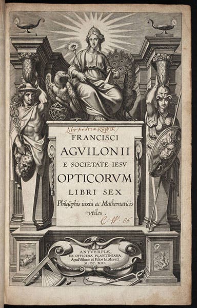: Engraved titlepage, after a design by Peter Paul Rubens, François d’Aguilon, Opticorum libri sex, 1613 (Linda Hall Library)