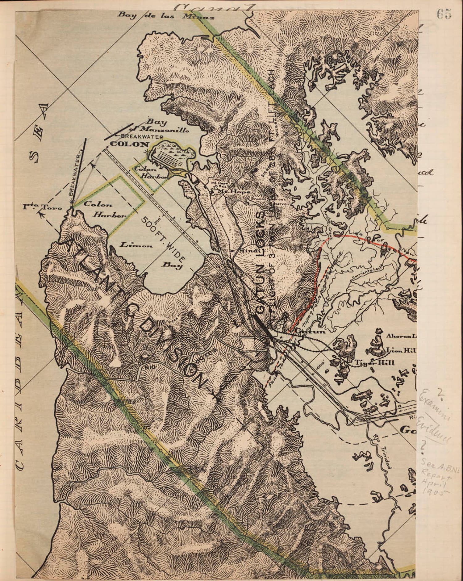 Map of the Atlantic entrance to the Canal. View in Digital Collection »