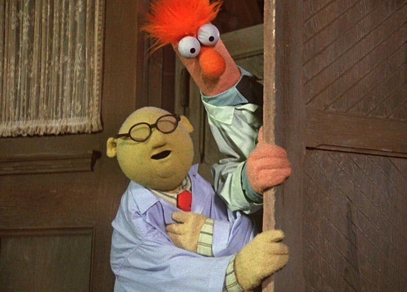 Dr. Bunsen Honeydew and Beaker, publicity still, unknown date (muppet.fandom.com)