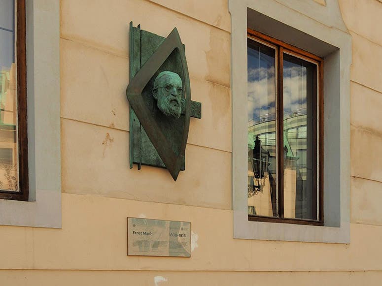 Bust of Ernst Mach, sculpted by Jakub Vlček, 2016, and inspired by Mach’s 1888 photograph of a supersonic bullet, Charles University, Prague (historyofscience.cz)