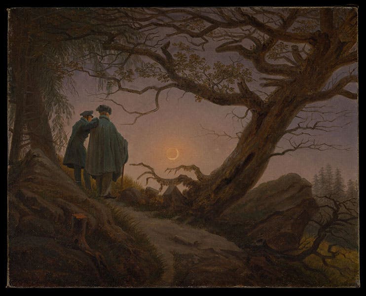 Two Men Contemplating the Moon, oil on canvas, by Caspar David Friedrich, 1825-30, Metropolitan Museum of Art, New York (metmuseum.org)
