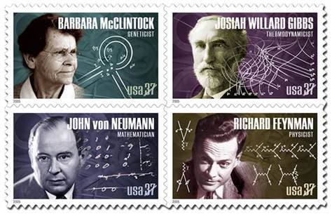 <i>American Scientists</i> postage stamp series, 2005, with von Neumann at lower left (NBC News)