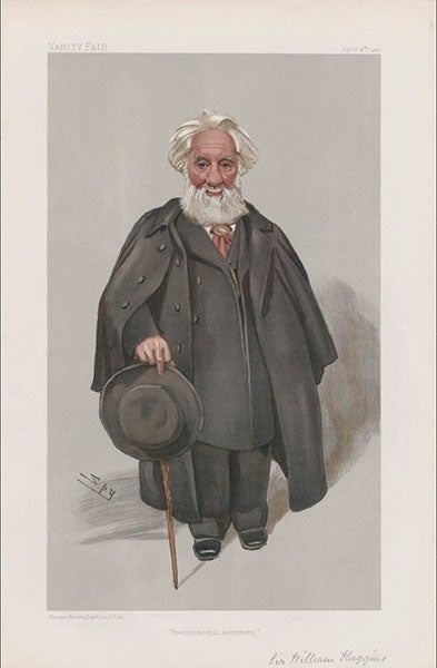 Caricature of William Huggins, astronomer, by Leslie Ward (“Spy”), chromolithograph in Vanity Fair, Apr. 9, 1903, captioned: “Spectroscopic astronomy,” National Portrait Gallery, London (npg.org.uk)