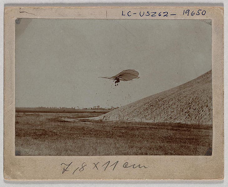 Otto Lilienthal flying one of his gliders, photograph, 1895, Library of Congress (loc.gov)