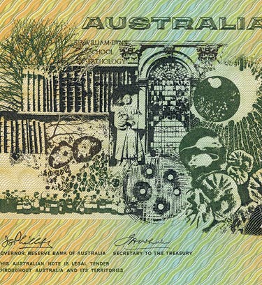 Howard Florey on 50-dollar Australian banknote (Reserve Bank of Australia Museum)