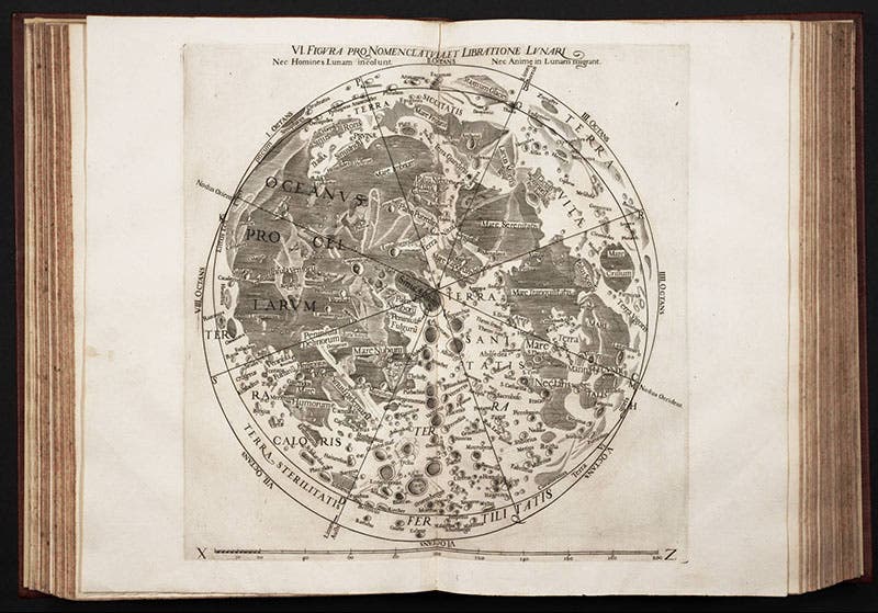 Grimaldi/Riccioli moon map, in Riccioli’s Almagestum novum, 1551 (Linda Hall Library)