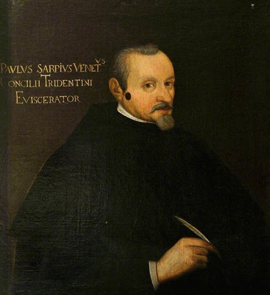 Portrait of Paolo Sarpi, oil on canvas, unknown artist and date, but 17th-century, Bodleian Library, Oxford; the “three-line” portrait (artuk.org)