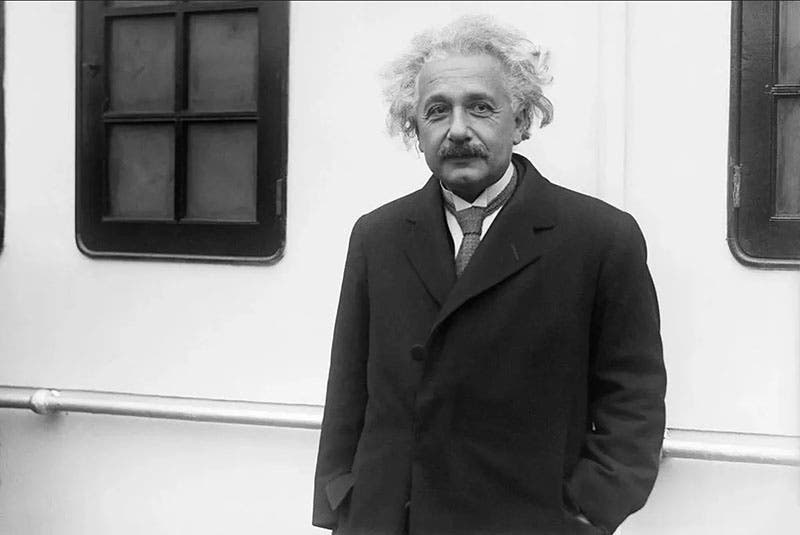 Portrait of Albert Einstein, photograph on arrival in New York City, 1931 (snopes.com)