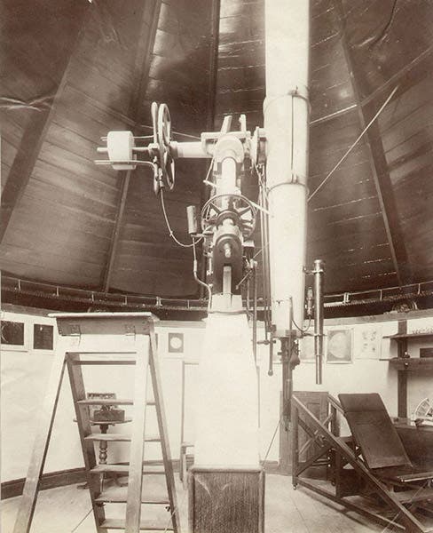 Former Dawes refractor with the 8¼-inch Alvan Clark lens, now at Temple Observatory, Rugby School, photograph, 1890s