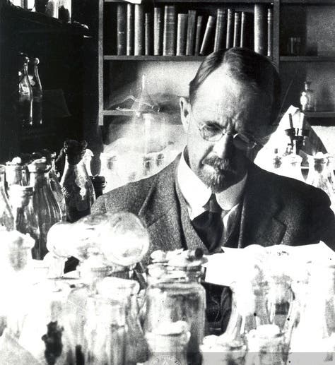 Thomas Hunt Morgan in the Fly Room at Columbia, 1922 (Cal Tech Archives)