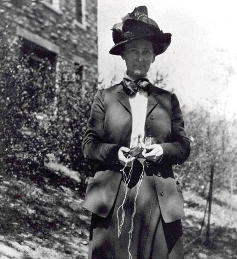 Portrait of Florence Bascom, holding a compass, undated photograph, Florence Bascom Papers, Smith College (onwisconsin.uwalumni.com)