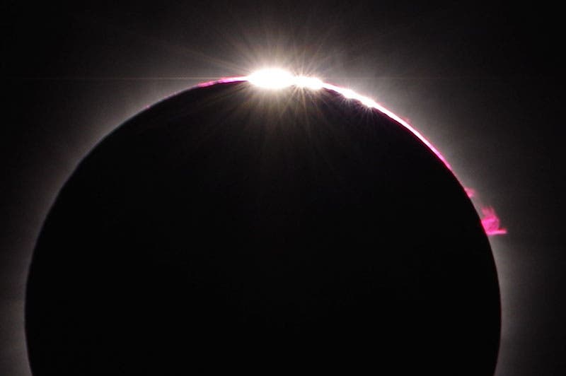 Baily’s beads, during total solar eclipse of Mar. 7, 2016, in Indonesia (Photo by Tom Schultz, skyandtelescope.org)