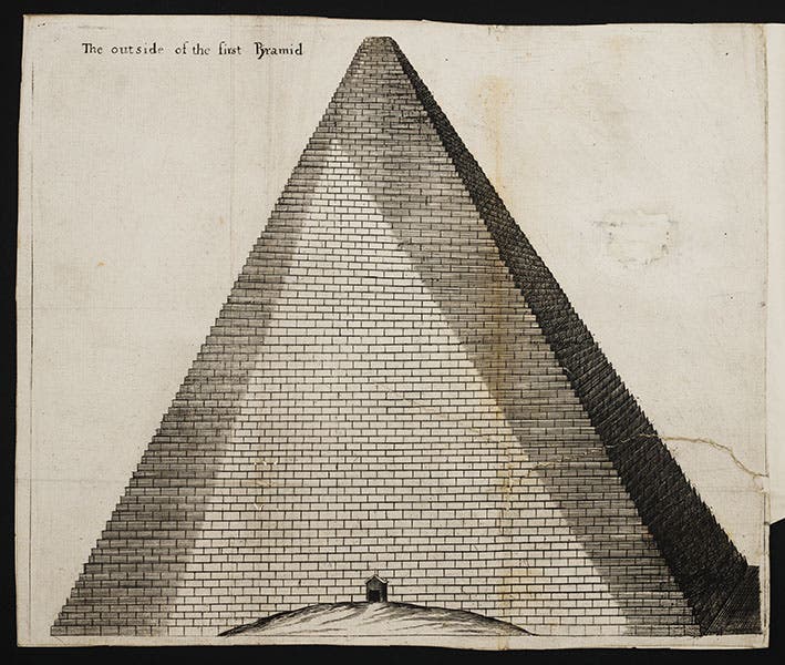 Diagram of the Great Pyramid, Greaves, Pyramidographia, 1646 (Linda hall Library)