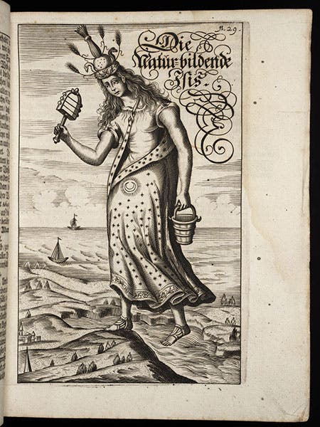 The Nature goddess Isis of the Egyptians, engraving in Das eröffnete Lust-haus, by Erasmus Francisci, 1676 (Linda Hall Library)