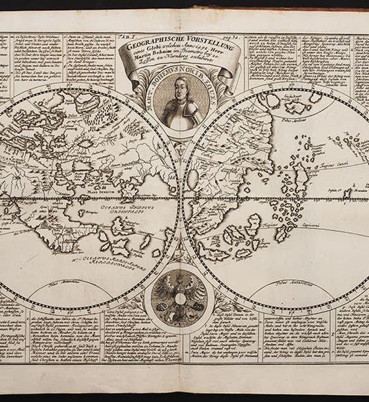 Behaim globe in Johann Doppelmayr, <i>Historische Nachricht</i>, 1730 (Linda Hall Library)