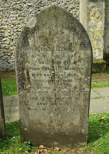 Tombstone for Fleeming Jenkin, St. Mary the Virgin Churchyard, Stowting, Kent (findagrave.com)