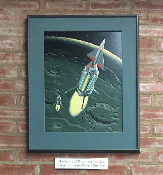 Tanker and Passenger Rocket Descending, oil painting by Chesley Bonestell, before 1961 (MRIGlobal)