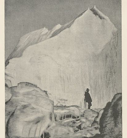 “Palaeocrystic ice in Robeson channel,” engraving after photograph by George W. Rice, 1882, in Report on the Proceedings of the United States Expedition to Lady Franklin Bay, Grinnell Land, by A.W. Greely, vol. 1, 1888 (Linda Hall Library)