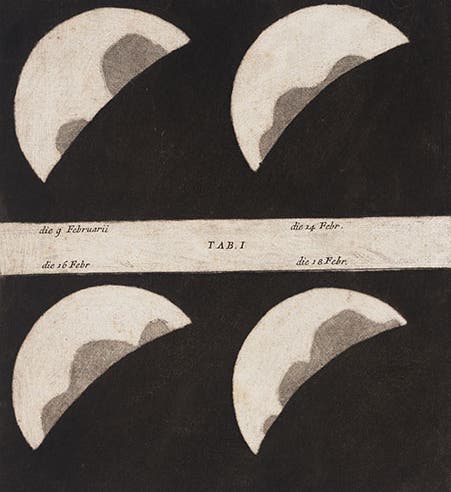 Four views of Venus, mezzotint from Francesco Bianchini, <i>Hesperi et Phosphori</i>, 1728 (Linda Hall Library)