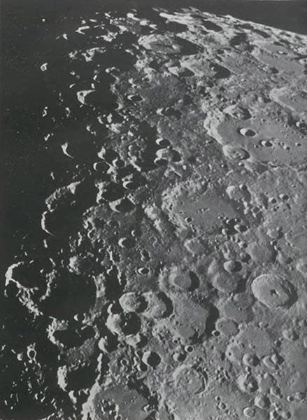 The southern lunar highlands, photograph taken by Francis Pease with the 100-inch Hooker telescope, Sep. 15, 1919, in Walter Goodacre, The Moon, with a Description of its Surface Formations, 1931 (Linda Hall Library)