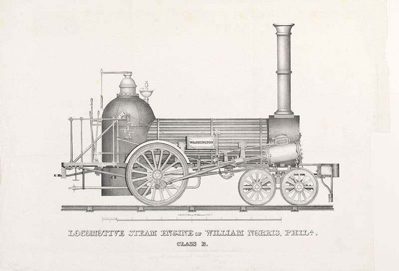 The Norris 4-2-0 locomotive George Washington, chromolithograph, ca 1841, Library Company of Philadelphia (librarycompany.org)