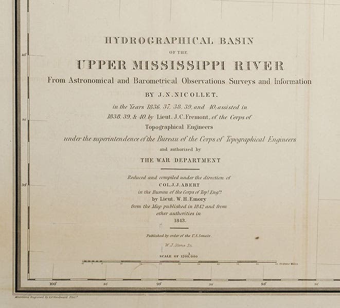 The legend of J.N. Nicollet’s map of the Upper Mississippi River, detail, 1843 (Linda Hall Library)