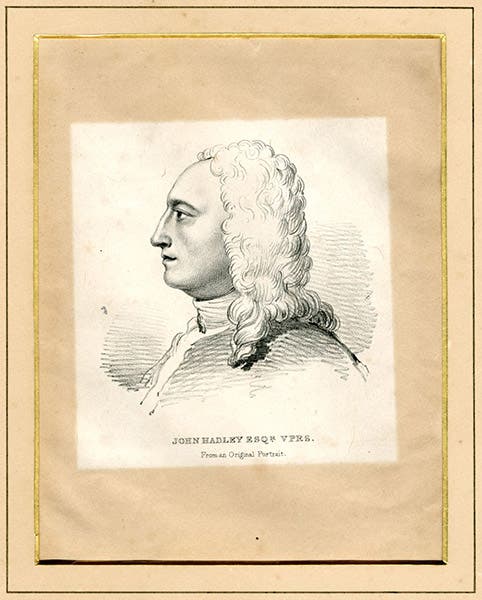 Portrait of John Hadley, unknown artist and date, Institute of Astronomy Library, University of Cambridge (repository.cam.ac.uk)
