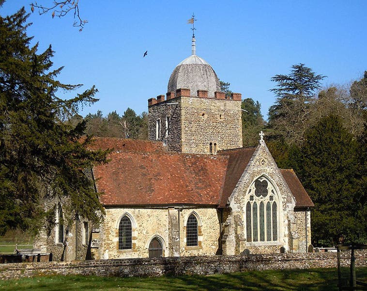 Burial site of William Oughtred, St Peter and St Paul’s Church, Albury, Surrey (Wikimedia commons)