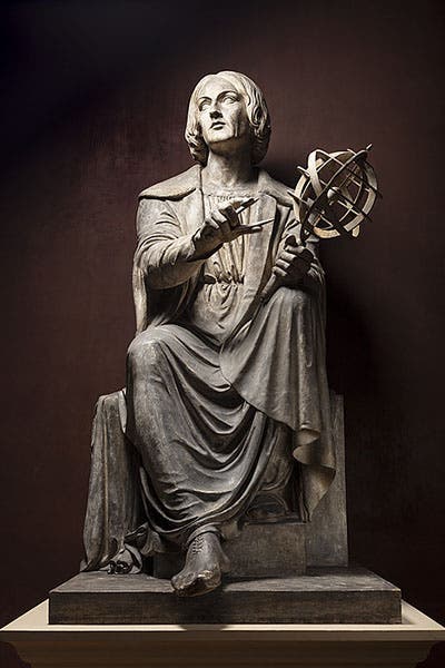 Original plaster model of Nicolaus Copernicus, by Bertel Thorvaldsen, 1822-28, used to cast bronze statue in Warsaw (thorvaldsensmuseum.dk)