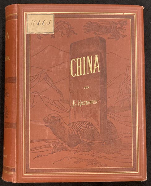 Front cover of text volume 1 of China: Ergebnisse eigener Reisen und darauf gegründeter Studien, by Ferdinand von Richthofen, 1877-1912 (Linda Hall Library)