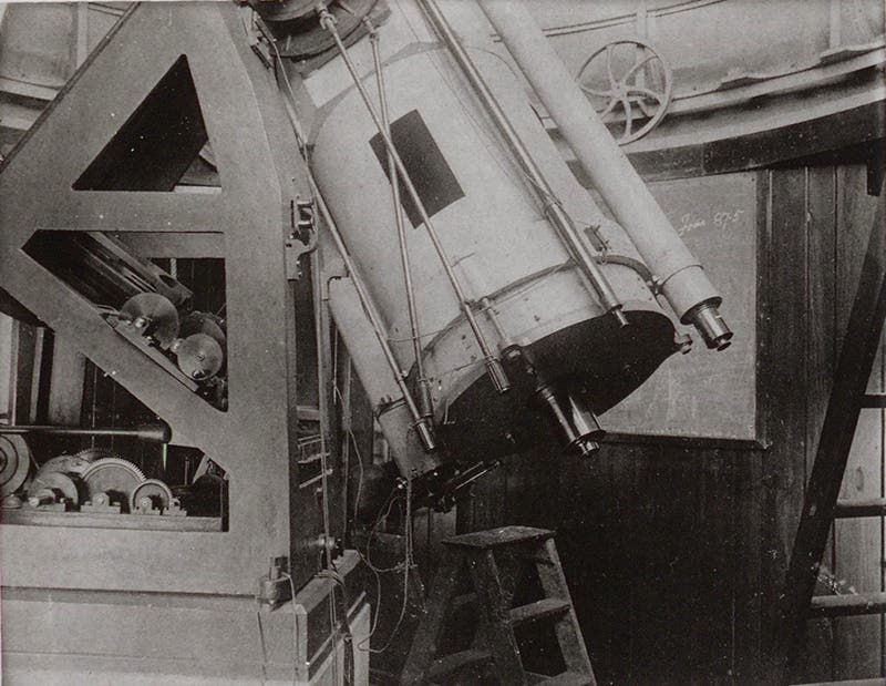 The 24-inch Grubb reflector installed at the Observatory at Daramona House, Westmeath, Ireland, in William E. Wilson, Astronomical and Physical Researches, 1900 (Linda Hall Library)